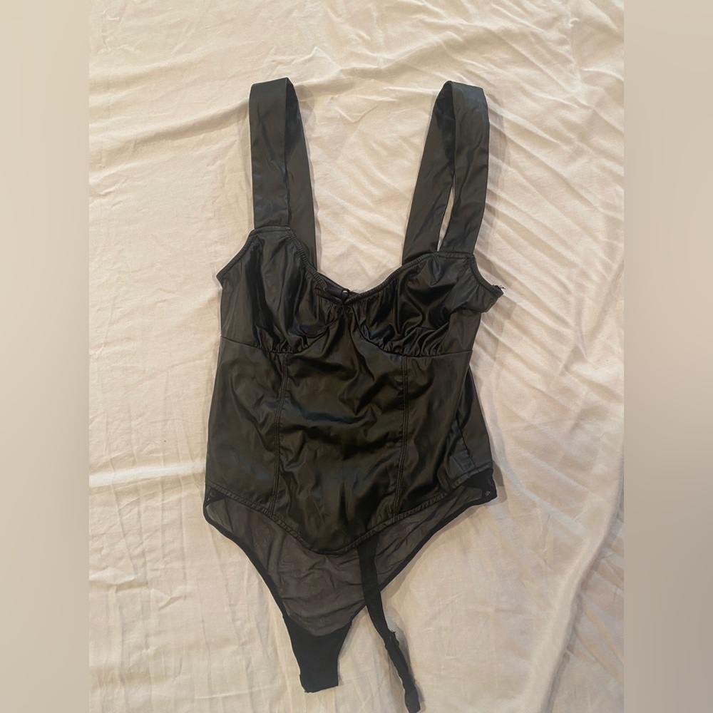 Leather free people body suit